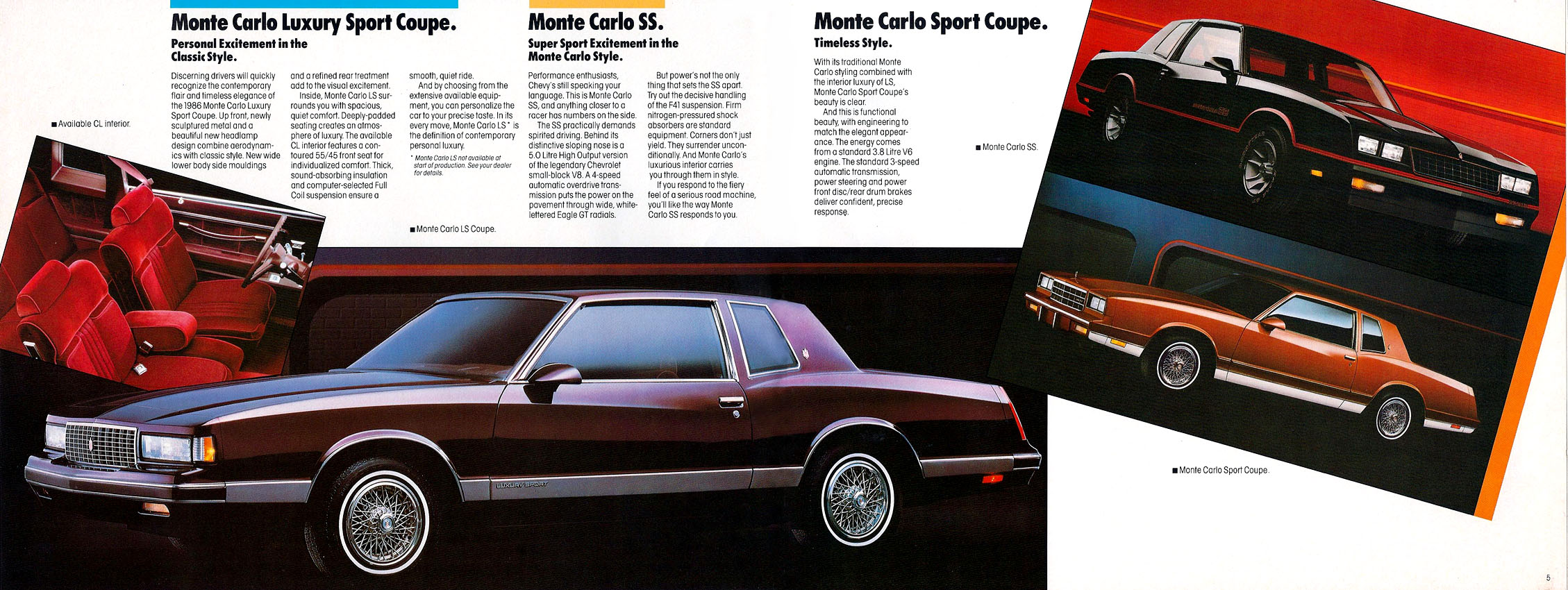 1985 Chevrolet Monte Carlo Brochure Sport Coupe/SS++ 