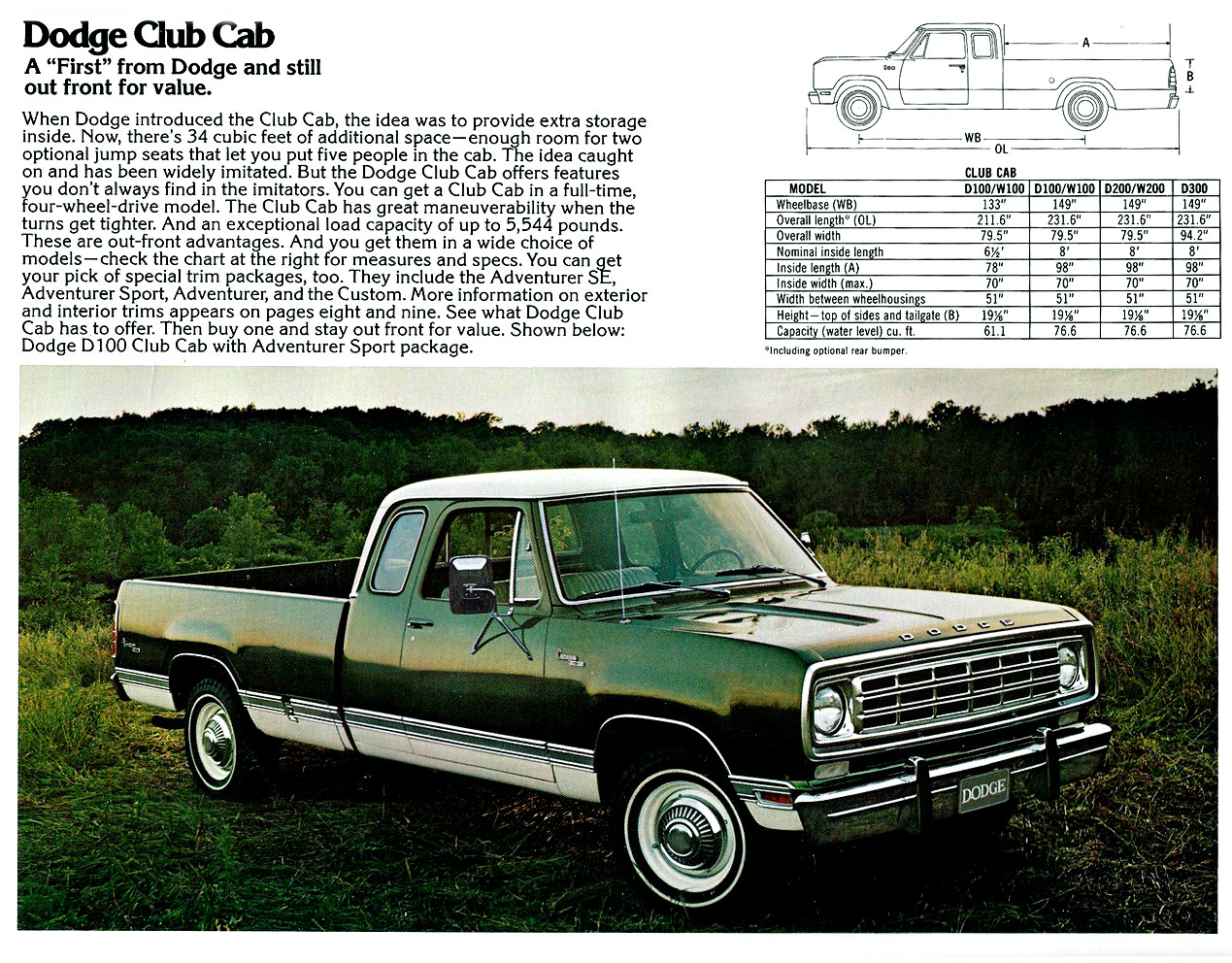 1976 dodge w100 pickup specs