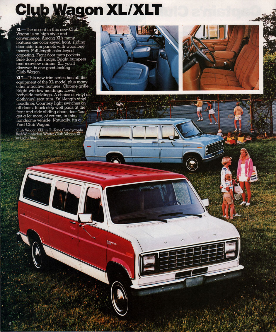 Ford US Club Wagon 1982 größer A4 14S Englisch Prospekt Brochure Top Zustand 