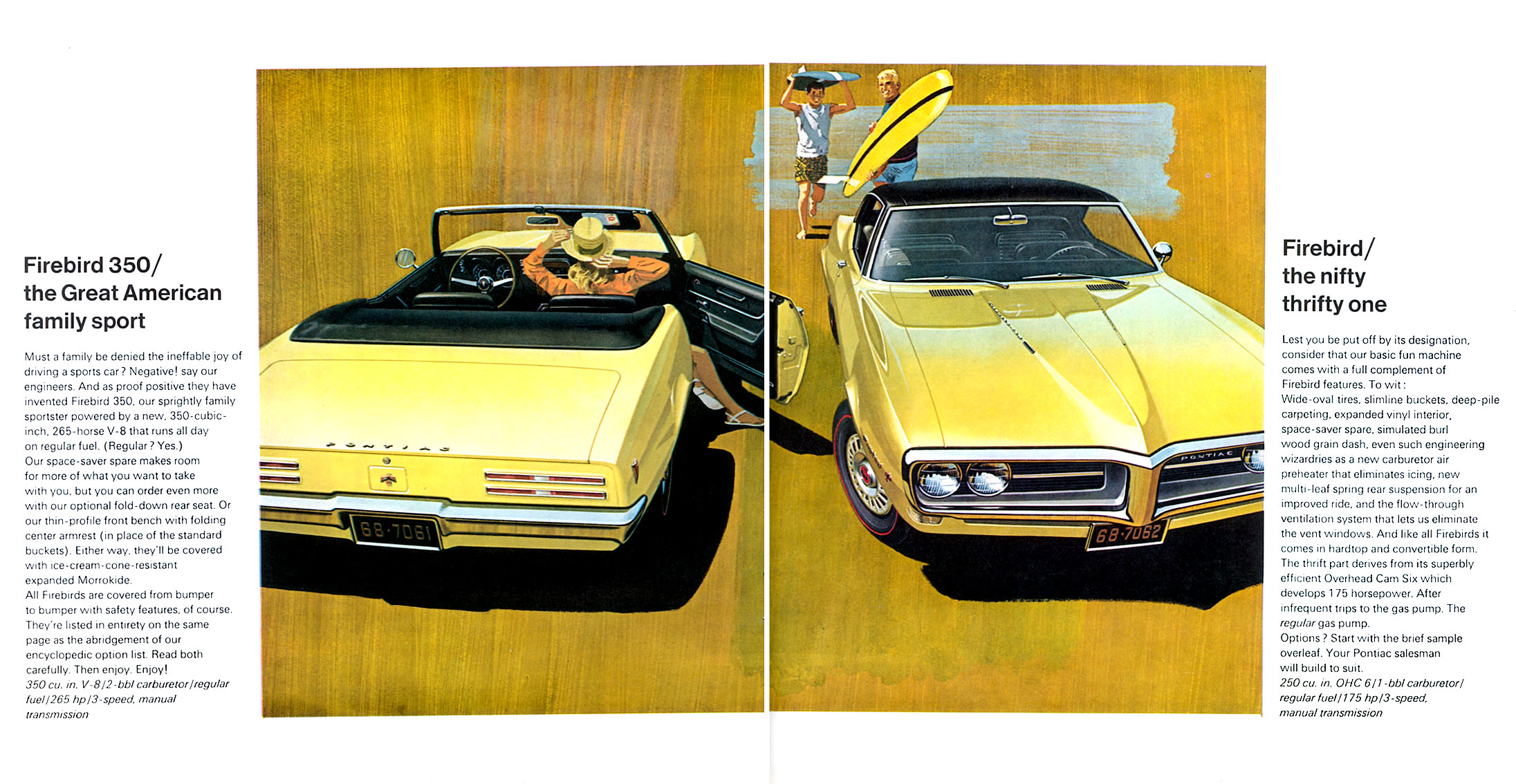 1968 Pontiac FirebIrd GTO Sprint Color Brochure Catalog PROSPEKT 